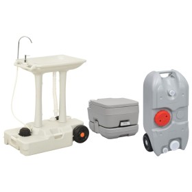 Set Toilette Portatile Campeggio Supporto Lavamani Tanica Acqua