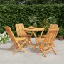 Set da Pranzo per Giardino 5 pz in Legno Massello di Teak