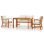 Set da Pranzo Giardino 4pz con Cuscini Legno Massello di Acacia