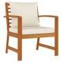 Set da Pranzo Giardino 4pz con Cuscini Legno Massello di Acacia