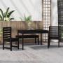 Set da Pranzo per Giardino 4pz Nero in Legno Massello di Pino