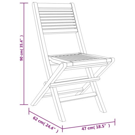 Sedie da Giardino Pieghevoli 4pz 47x62x90cm Legno Massello Teak