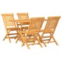 Set da Pranzo per Giardino 5 pz in Legno Massello di Teak