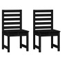 Set da Pranzo per Giardino 7pz Nero in Legno Massello di Pino