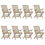 Sedie Giardino Pieghevoli 8pz Grigie 56x61x89 cm Massello Teak