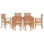 Set da Pranzo da Giardino 7 pz in Legno Massello di Teak