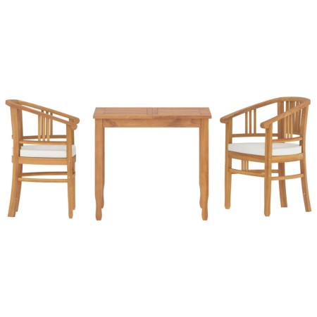 Set da Pranzo per Giardino 3 pz in Legno Massello di Teak