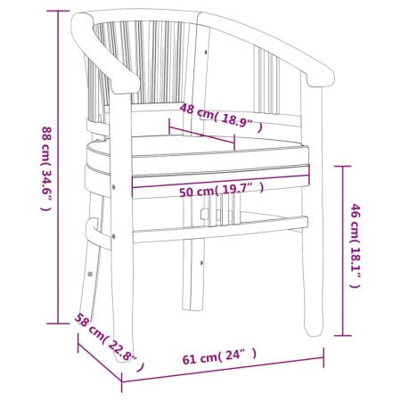 Set da Pranzo per Giardino 3 pz in Legno Massello di Teak