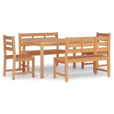 Set da Pranzo per Giardino 5 pz in Legno Massello di Teak