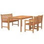 Set da Pranzo per Giardino 4 pz in Legno Massello di Teak