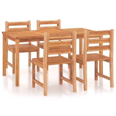 Set da Pranzo per Giardino 5 pz in Legno Massello di Teak