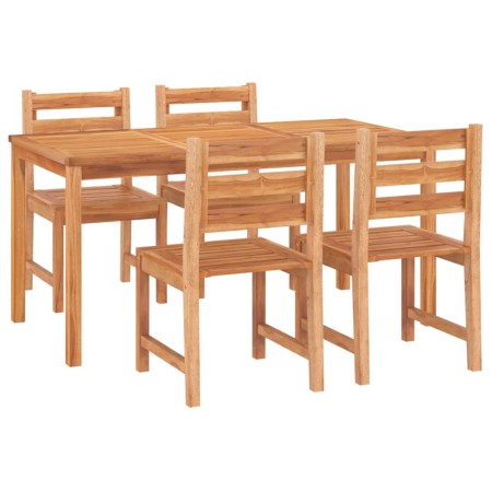 Set da Pranzo per Giardino 5 pz in Legno Massello di Teak