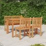 Set da Pranzo per Giardino 4 pz in Legno Massello di Teak