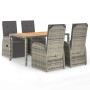 Set da Pranzo da Giardino 5 pz con Cuscini in Polyrattan Grigio