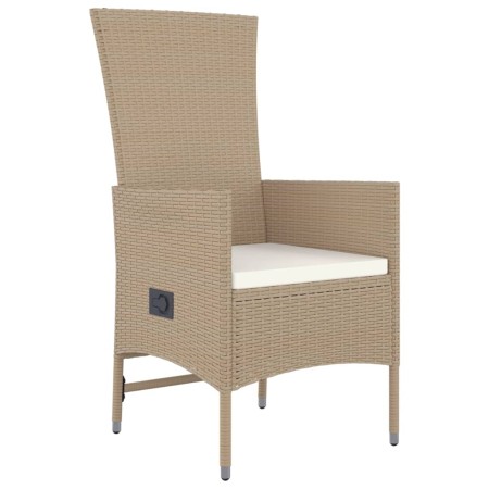 Set da Pranzo da Giardino 7 pz con Cuscini Beige in Polyrattan