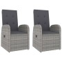 Set Mobili Giardino 3pz Grigio Polyrattan Legno Massello Acacia