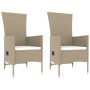 Set Mobili da Giardino 3 pz Beige Polyrattan e Acciaio