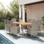 Set da Pranzo da Giardino 9 pz con Cuscini in Polyrattan Grigio