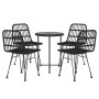 Set da Pranzo da Giardino 5 pz Nero in Polyrattan