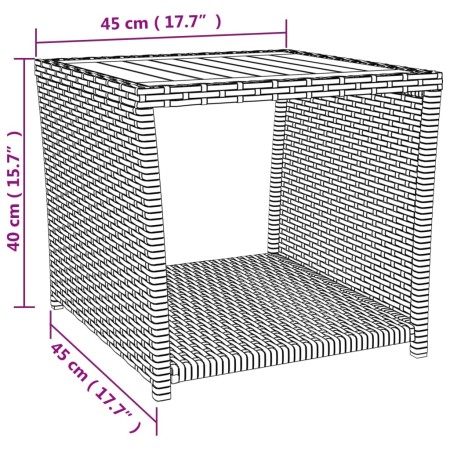 Set Mobili Giardino 3pz Nero Polyrattan e Legno Massello Acacia