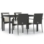 Set da Pranzo da Giardino 5 pz Nero con Cuscini in Polyrattan