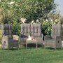 Set da Pranzo da Giardino 4 pz con Cuscini in Polyrattan Grigio