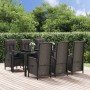 Set da Pranzo Giardino 7pz Nero e Grigio con Cuscini Polyrattan