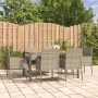 Set da Pranzo da Giardino 7 pz con Cuscini in Polyrattan Grigio