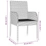 Set da Pranzo da Giardino 7 pz con Cuscini in Polyrattan Grigio