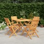 Set da Pranzo per Giardino 5 pz in Legno Massello di Teak