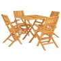 Set da Pranzo per Giardino 5 pz in Legno Massello di Teak