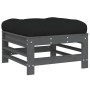 Set Divani da Giardino 7pz con Cuscini in Legno Massello Grigio