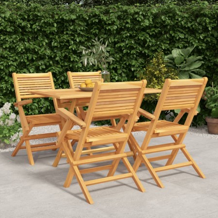 Set da Pranzo per Giardino 5 pz in Legno Massello di Teak