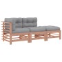 Set Divani Giardino 3pz con Cuscini Legno Massello di Douglas