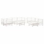 Set Divani da Giardino 10 pz con Cuscini Legno Massello Bianco