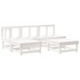 Set Divani da Giardino 5pz con Cuscini in Legno Massello Bianco