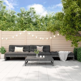 Set Divani da Giardino 4pz con Cuscini in Legno Massello Grigio