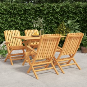 Set da Pranzo per Giardino 5 pz in Legno Massello di Teak