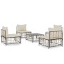 Set Divani da Giardino 5 pz con Cuscini Antracite in Polyrattan