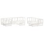 Set Divani da Giardino 10 pz con Cuscini Legno Massello Bianco