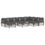 Set Divani da Giardino 10pz con Cuscini Antracite in Polyrattan