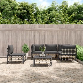 Set Divani da Giardino 6 pz con Cuscini Antracite in Polyrattan