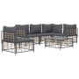 Set Divani da Giardino 6 pz con Cuscini Antracite in Polyrattan