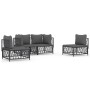 Set Salotto da Giardino 4 pz con Cuscini in Acciaio Antracite