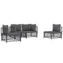 Set Salotto da Giardino 4 pz con Cuscini in Acciaio Antracite
