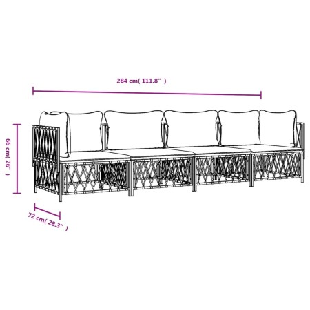 Set Salotto da Giardino 4 pz con Cuscini in Acciaio Antracite