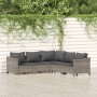 Set Divani da Giardino 5 pz con Cuscini in Polyrattan Grigio