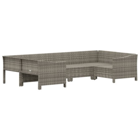 Set Divani da Giardino 6 pz con Cuscini in Polyrattan Grigio