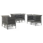 Set Divani da Giardino 6 pz con Cuscini in Polyrattan Grigio