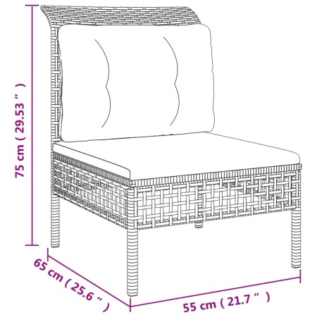 Set Divani da Giardino 4 pz con Cuscini in Polyrattan Grigio